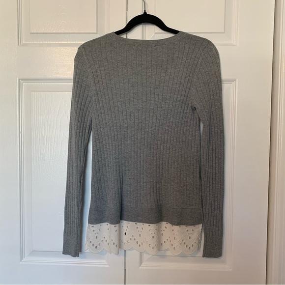 NWT Loft Light Weight Sweater with Eyelet Lace Detail at Bottom - Picture 7 of 7
